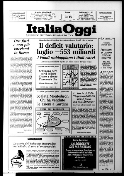 Italia oggi : quotidiano di economia finanza e politica